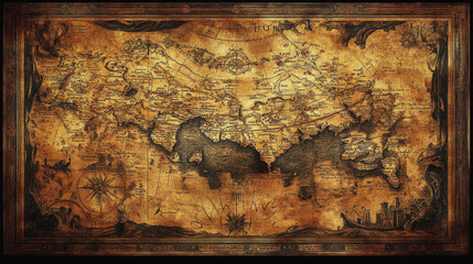 an old map. an ancient map. map of fabulous lands