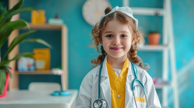 Young Doctor in Pediatric Clinic Setting - Perfect for Healthcare Campaigns or Educational Designs