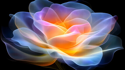 Fototapeta premium Abstract Colorful Rose, flower, petals, vibrant, bright, glowing