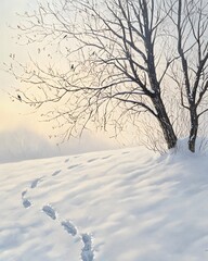 Bird Tracks in Fresh Snow