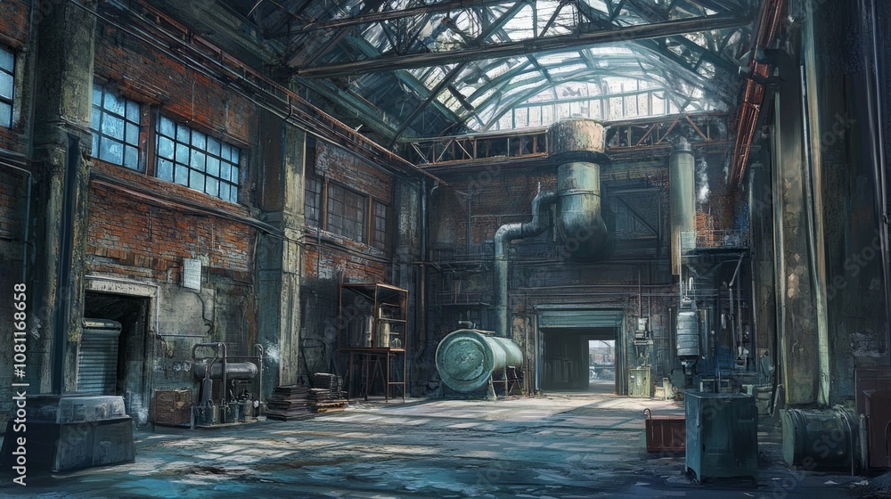 Poster modular warehouse game environment concept art generative ai