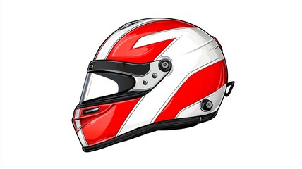 Fototapeta premium Stylish Red and White Racing Helmet Design Featuring Sleek Lines and Modern Aesthetics Perfect for Motorsport Enthusiasts and Graphic Designers