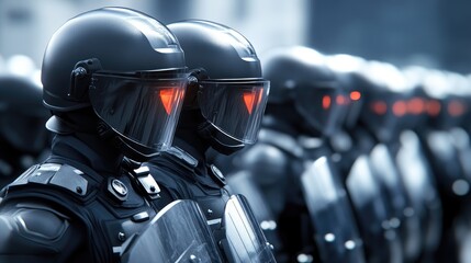 Fototapeta premium Security Forces at a Political Freedom Protest