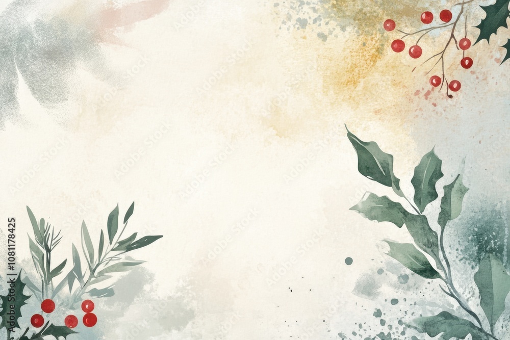Poster a soft watercolor background with delicate brush strokes and subtle splashes of color, adorned with 