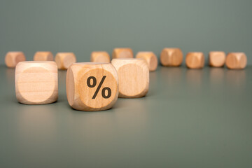 Wooden cubes featuring a percentage symbol designed specifically for effective data analysis