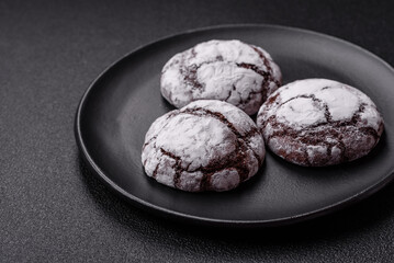 Sweet chocolate crinkle cookies made at home