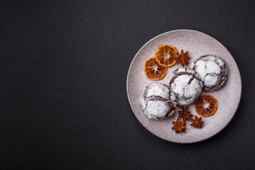 Sweet chocolate crinkle cookies made at home