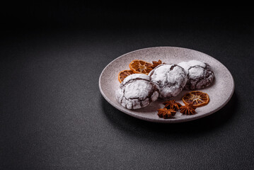 Sweet chocolate crinkle cookies made at home