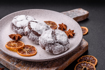 Sweet chocolate crinkle cookies made at home