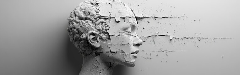 Puzzle head symbolizing mental health and cognitive challenges