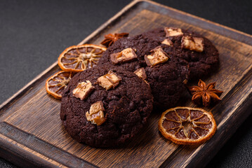 Sweet chocolate cookies made at home