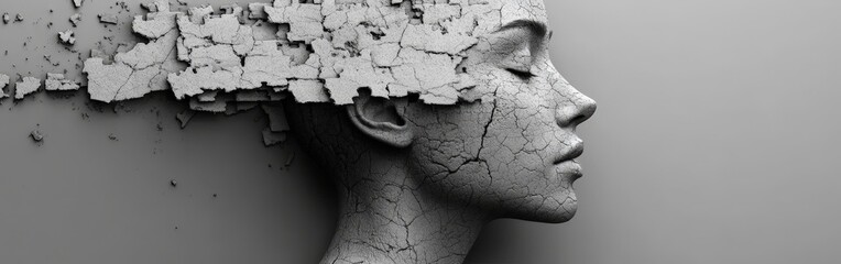 Puzzle head symbolizing mental health and cognitive challenges