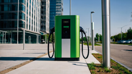 Electric Car Charging Station in Modern Urban Setting