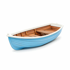 Small Blue Wooden Rowboat Isolated on White Background, dinghy, small boat, wooden boat, blue boat, blue rowboat