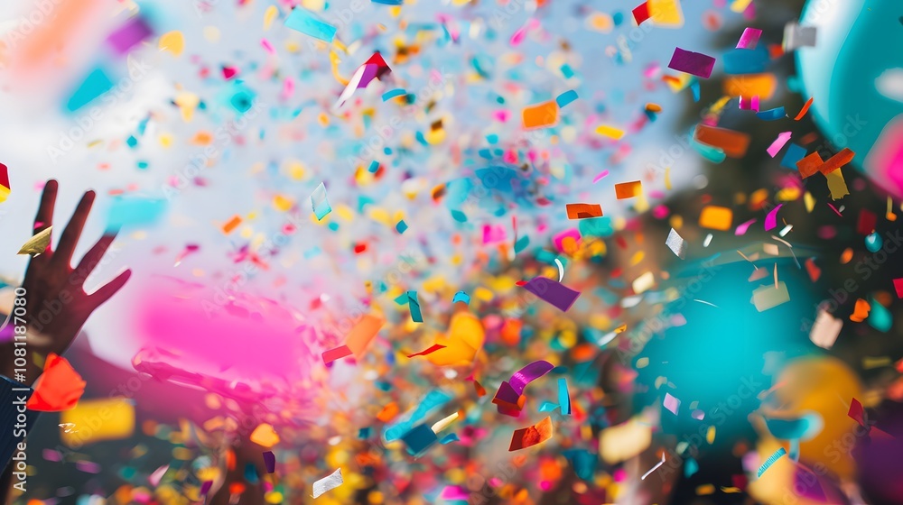 Poster a joyful and vibrant celebration captured in a photo showcasing the dynamic atmosphere with colorful