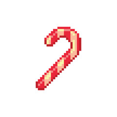 Pixel art candy cane.
Pixel design embroidery Isolated on a white background