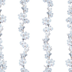 white orchid isolated on white background seamless pattern 
