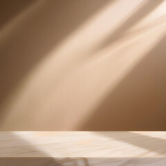 Empty biege background for product presentation with beautiful lights and shadows