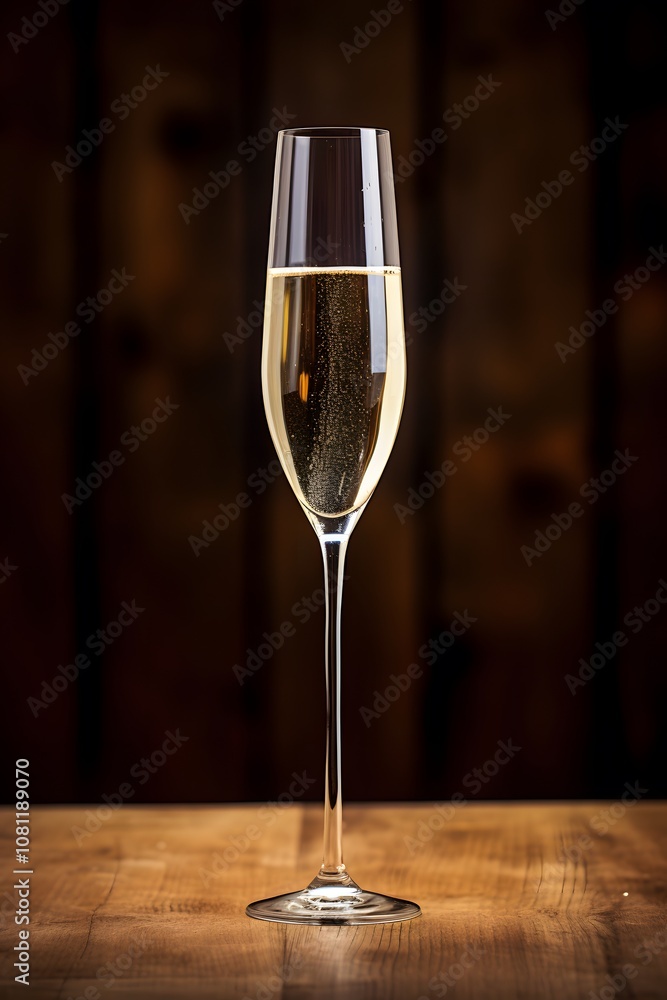Aufkleber a simple new years champagne flute standing alone in an otherwise empty setting ai generated illustr