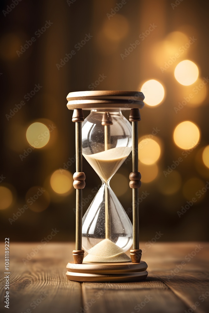 Poster a single hourglass symbolizing the countdown to new year in a minimalist setting ai generated illust