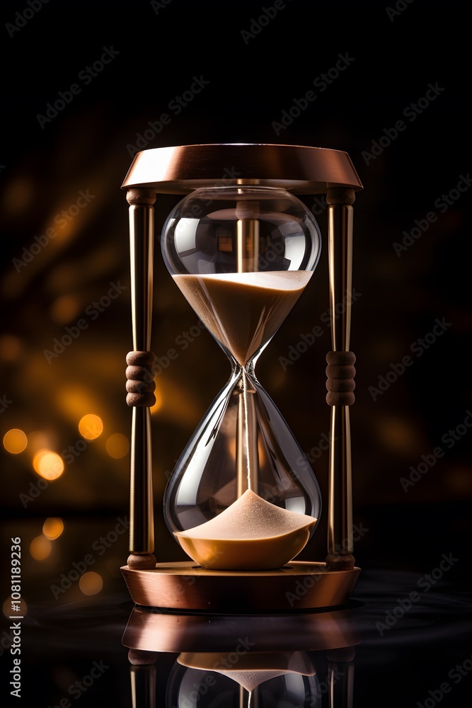 Poster a single hourglass symbolizing the countdown to new year in a minimalist setting ai generated illust