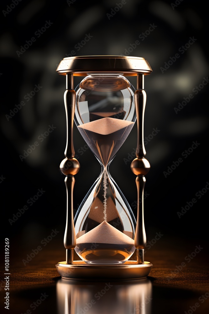 Poster a single hourglass symbolizing the countdown to new year in a minimalist setting ai generated illust