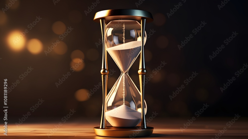 Poster a single hourglass symbolizing the countdown to new year in a minimalist setting ai generated illust