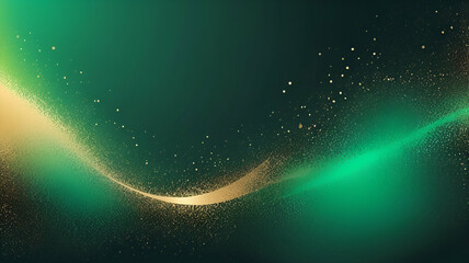 neon Emerald Green, Champagne Gold glowing gradient background, a soft grainy noise texture with shimmering highlights and Smooth Transitions for a dynamic effect
