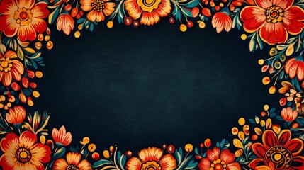 Background with a frame for text in Ukrainian folk ethnic style