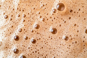 Closeup of beer foam with bubbles