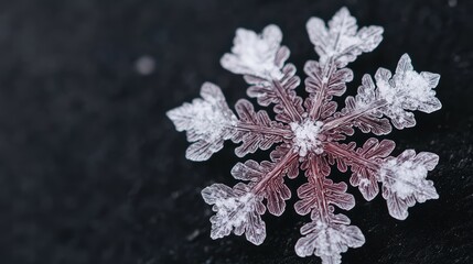 Intricate snowflake crystals on a dark background