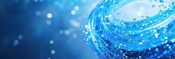 Greek independence day celebration with vibrant blue swirl and light effects. Blue holiday background. Horizontal banner. Copy space