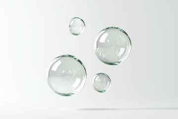 Transparent glass spheres floating in midair
