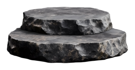 Triple round stone podium rock isolated on a transparent background