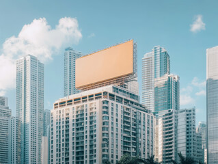 Fototapeta premium Blank billboard on rooftop