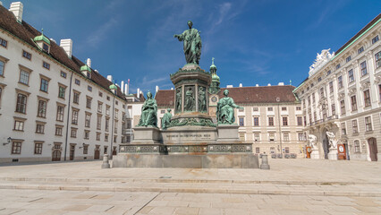 Statue of Kaiser Franz Joseph I timelapse hyperlapse at the Hofburg Palace in Vienna.