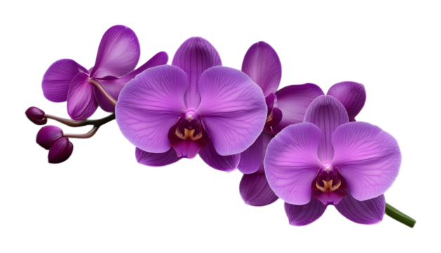 Tropical beautiful purple orchid flower isolated on a transparent background