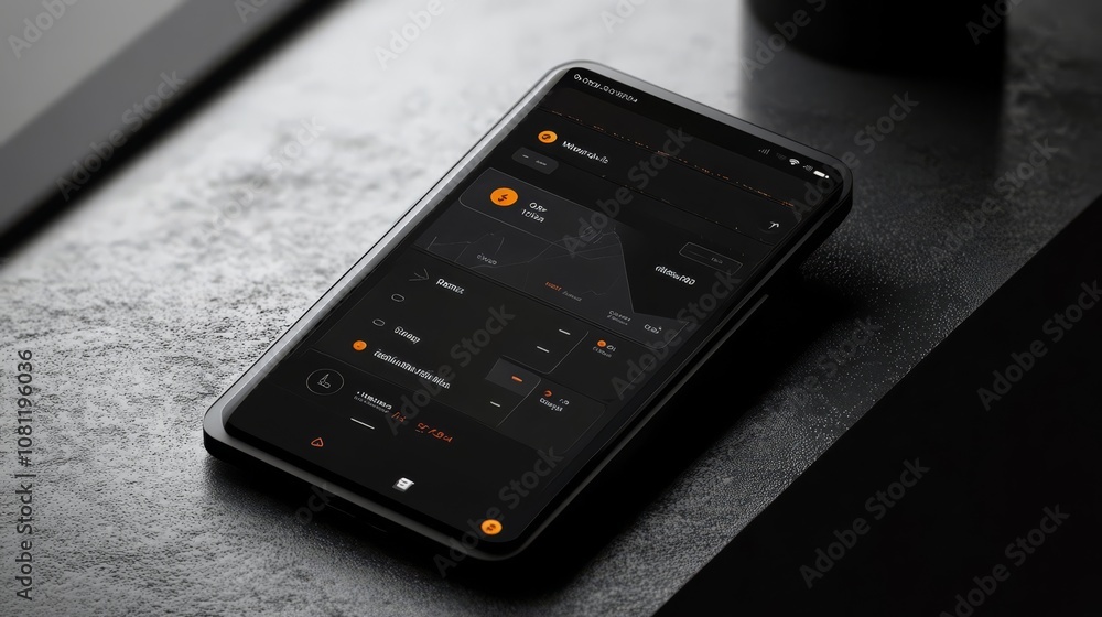 Poster sleek smartphone interface: dark mode app design