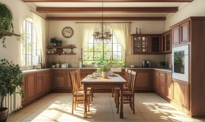 Kitchen and dining room interior