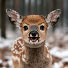 Obraz premium Adorable baby deer in the snow