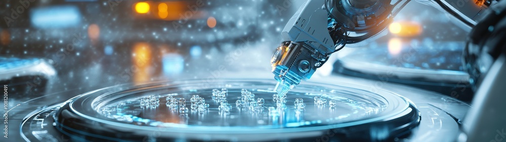 Aufkleber high tech robotic arm in pharmaceutical laboratory, performing precise tasks with advanced technolog