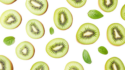 Fototapeta premium sliced kiwi fruits isolated on a transparent or white background