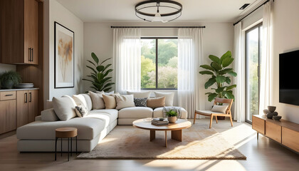 Fototapeta premium Dynamic images of virtual staging, showcasing how spaces can be transformed to attract buyers and help them envision living in the space