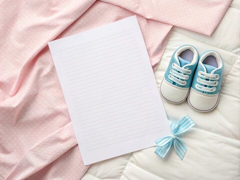 Pastel Baby Shower Invitation with Pink and Blue Accents, mockup for designs, template.