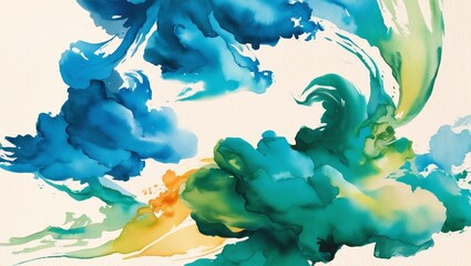 Abstract watercolor painting, featuring fluid colors and organic shapes that evoke emotion and ignite the imagination