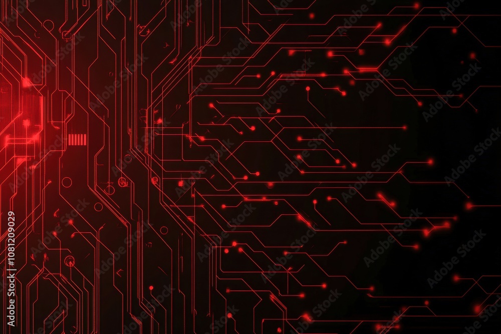 Aufkleber intricate cybernetic backdrop of red and black circuitry design with luminous details. generative ai