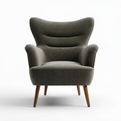 Fototapeta premium Stylish modern wingback chair with curved armrests and wooden legs