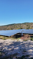 A solar farm set against a scenic countryside backdrop highlights sustainable energy solutions for environmental preservation on Earth Day