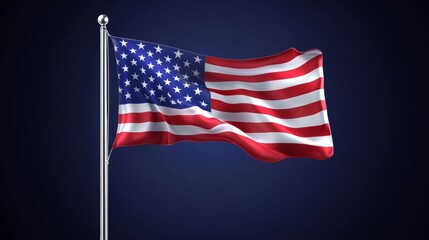 Fototapeta premium illustration of united states flag on blue background and copy space