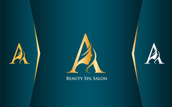 Letter A Beauty Spa and Salon Logo Luxury Color